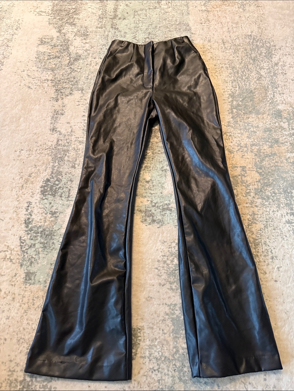 Abercrombie & Fitch Black Vegan Leather Bootcut Pants, Size 24/00